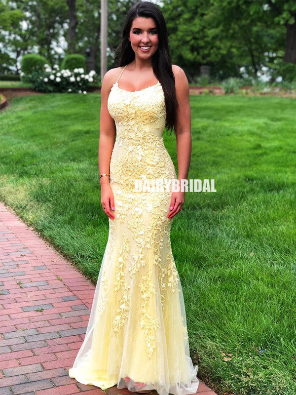 Sexy Mermaid Lace Cross Back Sleeveless Long Prom Dresses, FC4368 Dairy Bridal Sexy Mermaid Lace Cross Back Sleeveless Long Prom Dresses, FC4368 Dairy Bridal