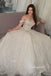 New Sparkle A-line Off Shoulder White Backless Prom Dresses, DB107