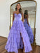 Lavender A-line Adorable Chiffon Sweetheart Long Prom Dresses, FC7035