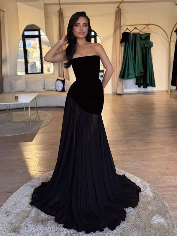 Black Elegant Tulle Backless Long Prom Dresses, FC7036 Black Elegant Tulle Backless Long Prom Dresses, FC7036