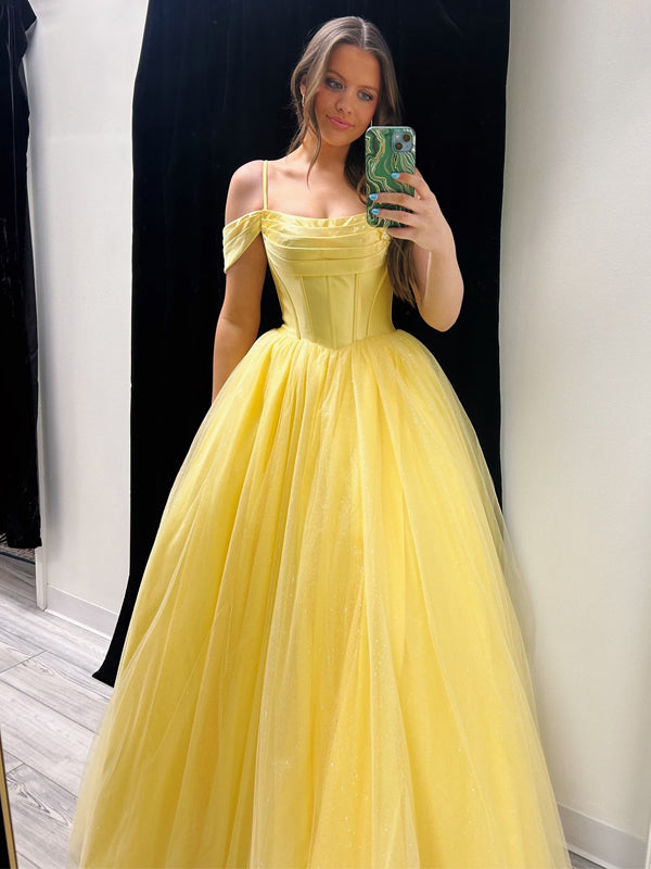 A-line Tulle Off Shoulder Princess Long Elegant Prom Dresses, FC7049 Dairy Bridal A-line Tulle Off Shoulder Princess Long Elegant Prom Dresses, FC7049 Dairy Bridal