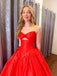 Red Sleeveless Satin Charming Long Prom Dresses, DB104