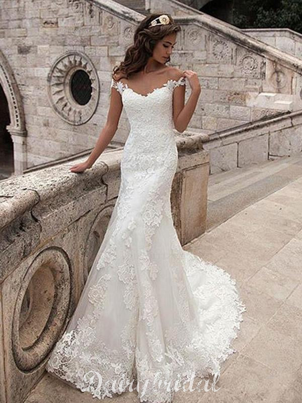 Charming Off Shoulder Sexy Mermaid White Lace Bridal Gown, Wedding Dre Dairy Bridal Charming Off Shoulder Sexy Mermaid White Lace Bridal Gown, Wedding Dre Dairy Bridal