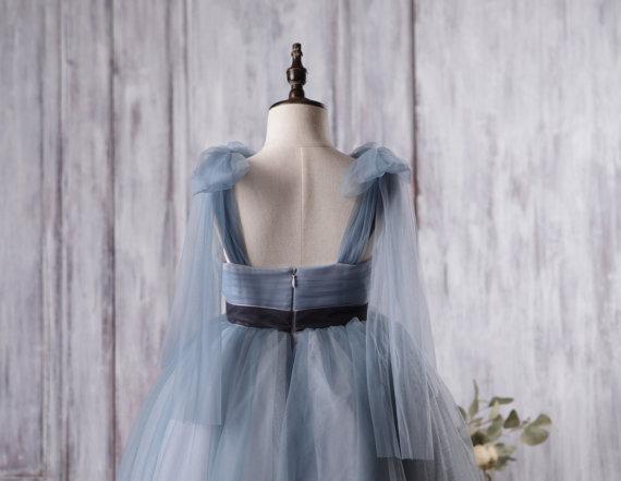 Dusty Blue Tulle Flower Girl Dresses, A-line Little Girl Dresses, Affo Dairy Bridal Dusty Blue Tulle Flower Girl Dresses, A-line Little Girl Dresses, Affo Dairy Bridal