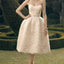Pale Pink Sweetheart Knee Length Cute Lace Beaded Wedding Party Dresses, WD0117
