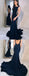 New Arrival Navy Blue Mermaid Backless Jersey Sleeveless Prom Dress, FC1246