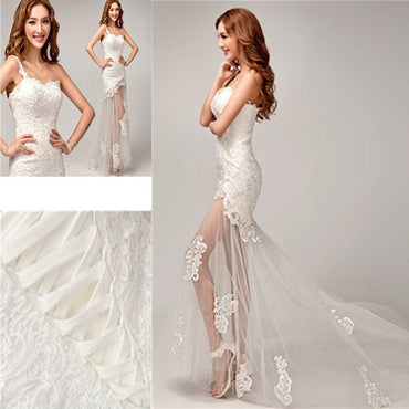 Elegant Cap Sleeve See Through Lace Top Sheath Cheap Wedding Dresses, WD0137