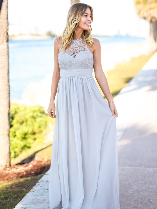 Lace Bridesmaid Dress, Chiffon Bridesmaid Dress, Open-Back Bridesmaid Dairy Bridal Lace Bridesmaid Dress, Chiffon Bridesmaid Dress, Open-Back Bridesmaid Dairy Bridal
