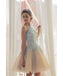 A Line One Shoulder Sleeve Short Chiffon Homecoming Dresses,Cute Junior Homecoming Dresses,220015