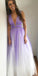 Deep V-Neck Tulle A-line Backless Beaded Prom Dresses, FC1603