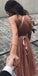V-Neck Tulle A-Line Backless Simple Tea-Length Prom Dresses, FC1711