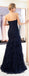 Navy Blue Mermaid Tulle Pleated Backless Cheap Sweetheart Prom Dresses, FC1783