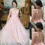 Boat Neckline Tulle Applique Prom Dress, Charming Sleeveless Open-Back Prom Dress, D181
