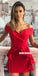 Red Off Shoulder Backless Inexpensive Homecoming Dress, FC1864