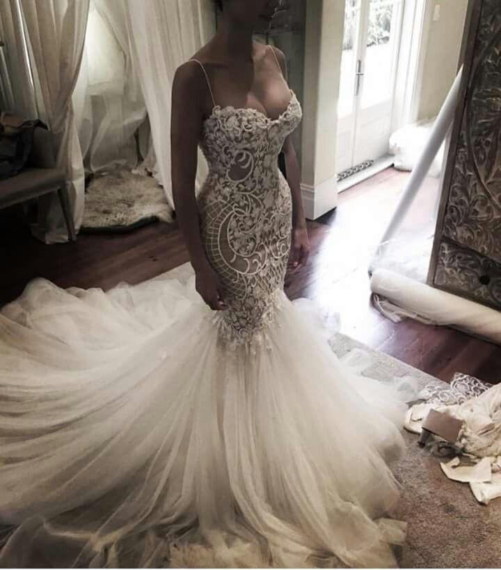 Mermaid Sweet heart Lace Sexy Wedding Dresses,Spaghetti Strap Backless Charming Wedding Dresses,220019