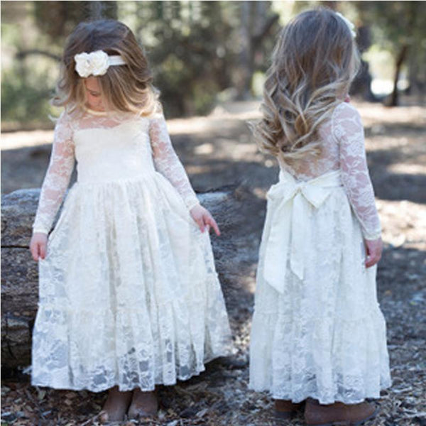 ivory lace flower girl dress