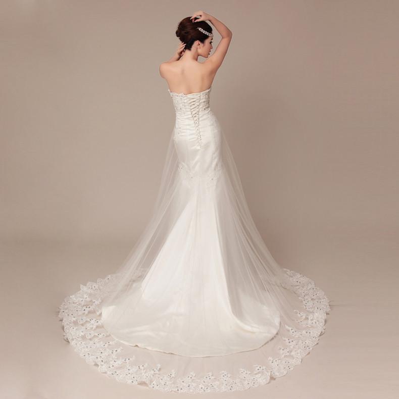 Affordable Lace Strapless Pretty Mermaid Wedding Dresses with Short Tr Dairy Bridal Affordable Lace Strapless Pretty Mermaid Wedding Dresses with Short Tr Dairy Bridal