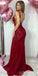 Mermaid Lace Backless V-neck Sleeveless Long Prom Dresses, FC2023