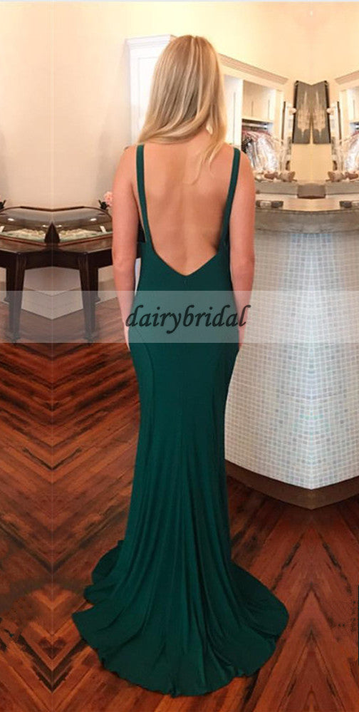 Charming Jersey Mermaid Prom Dress, Backless Floor-Length Prom Dress, D230