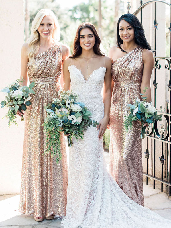 One-Shoulder Sequin Mermaid Sleeveless Sparkly Bridesmaid Dress, FC232 Dairy Bridal One-Shoulder Sequin Mermaid Sleeveless Sparkly Bridesmaid Dress, FC232 Dairy Bridal