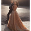 Sparkly A-Line Backless Gold Spaghetti Straps Long Prom Dresses, FC2351