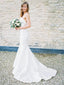 Charming Mermaid Backless Satin Long Beaded Wedding Dresses, FC2361