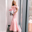 Cute Pink Satin Mermaid Off Shoulder Backless Elegant Prom Dresses, FC2397
