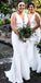 Honest White V-neck Sleeveless Mermaid Backless Bridesmaid Dress, FC2497