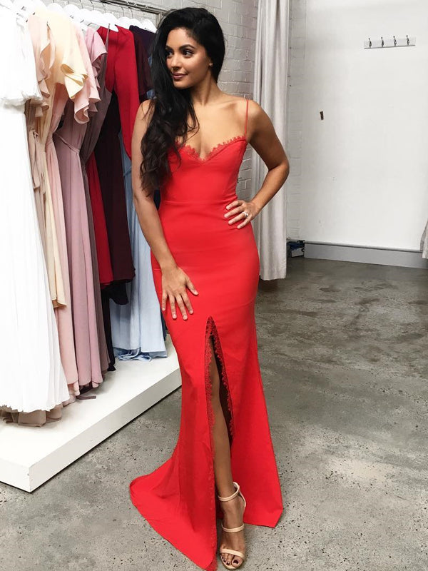Sexy Mermaid Slit Jersey Backless Lace Inexpensive Bridesmaid Dress, F – Dairy Bridal