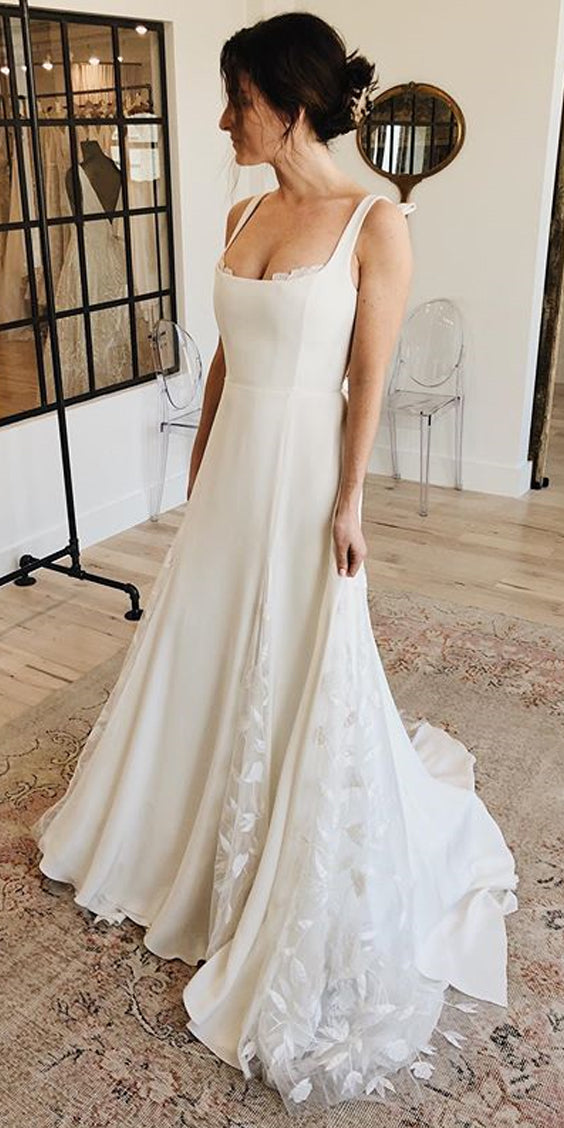 Charming A-line Square Neckline Lace Backless Wedding Dresses, FC2682 Dairy Bridal Charming A-line Square Neckline Lace Backless Wedding Dresses, FC2682 Dairy Bridal