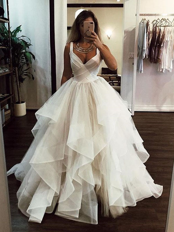 Honest A-line Organza Backless V-neck Wedding Dresses, FC2688 Dairy Bridal Honest A-line Organza Backless V-neck Wedding Dresses, FC2688 Dairy Bridal