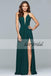 Deep V-Neck Chiffon Bridesmaid Dress, Backless Side-Split Bridesmaid Dress, D309