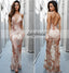Sexy Deep V-Neck Prom Dress, Backless Lace Prom Dress, Side Split Prom Dress, D349