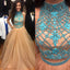 Two Pieces Beaded Prom Dress, Tulle Open-Back Prom Dress, Sleeveless Prom Dress, D378