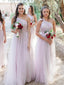 Elegant A-line One Shoulder Tulle Backless Bridesmaid Dress, FC3810