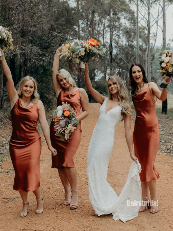 Spaghetti Straps Mermaid Tea-length Backless Bridesmaid Dress, FC3930 Dairy Bridal Spaghetti Straps Mermaid Tea-length Backless Bridesmaid Dress, FC3930 Dairy Bridal