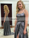 Soft Satin Backless Slit Prom Dress, Spaghetti Straps Mermaid Prom Dress, D398