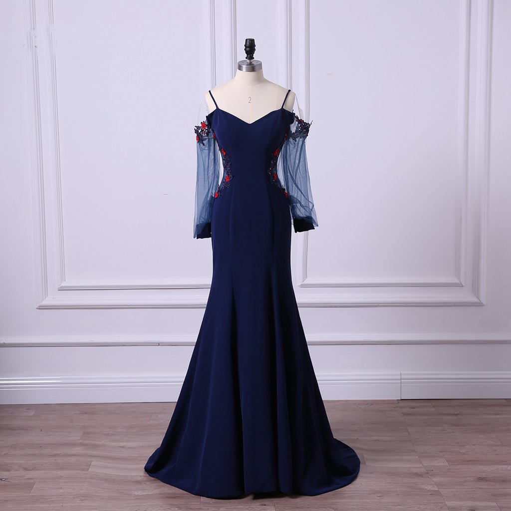 prom dresses in jersey La Femme 32642 - Long Net Jersey Sheath Dress