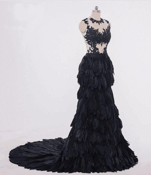 Black Mermaid Wedding dress,Feather Ruffles Organza Full Ruffles Bride Dairy Bridal Black Mermaid Wedding dress,Feather Ruffles Organza Full Ruffles Bride Dairy Bridal
