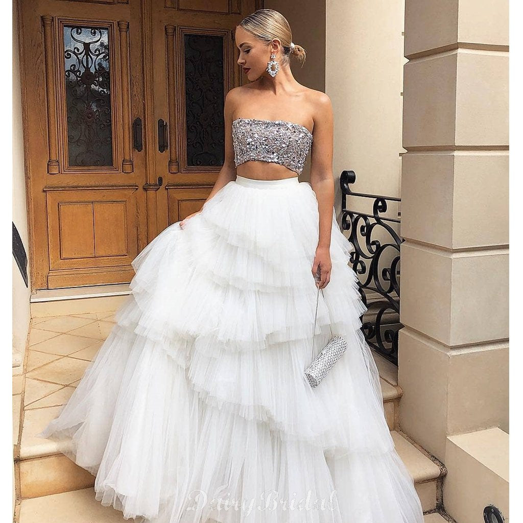 New Arrival 2 Pieces Ball Gown Prom Dresses,Two Piece High Low Quinceanera  Dresses,High Neck Tiered Skirt Prom Gowns Evening Dresses · Dresscomeon ·  Online Store Powered by Storenvy