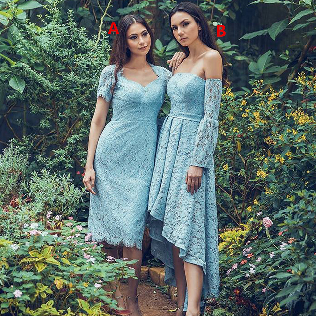 Blue Mismatched Bridesmaid Dress, Lace Bridesmaid Dress, D404 Dairy Bridal Blue Mismatched Bridesmaid Dress, Lace Bridesmaid Dress, D404 Dairy Bridal