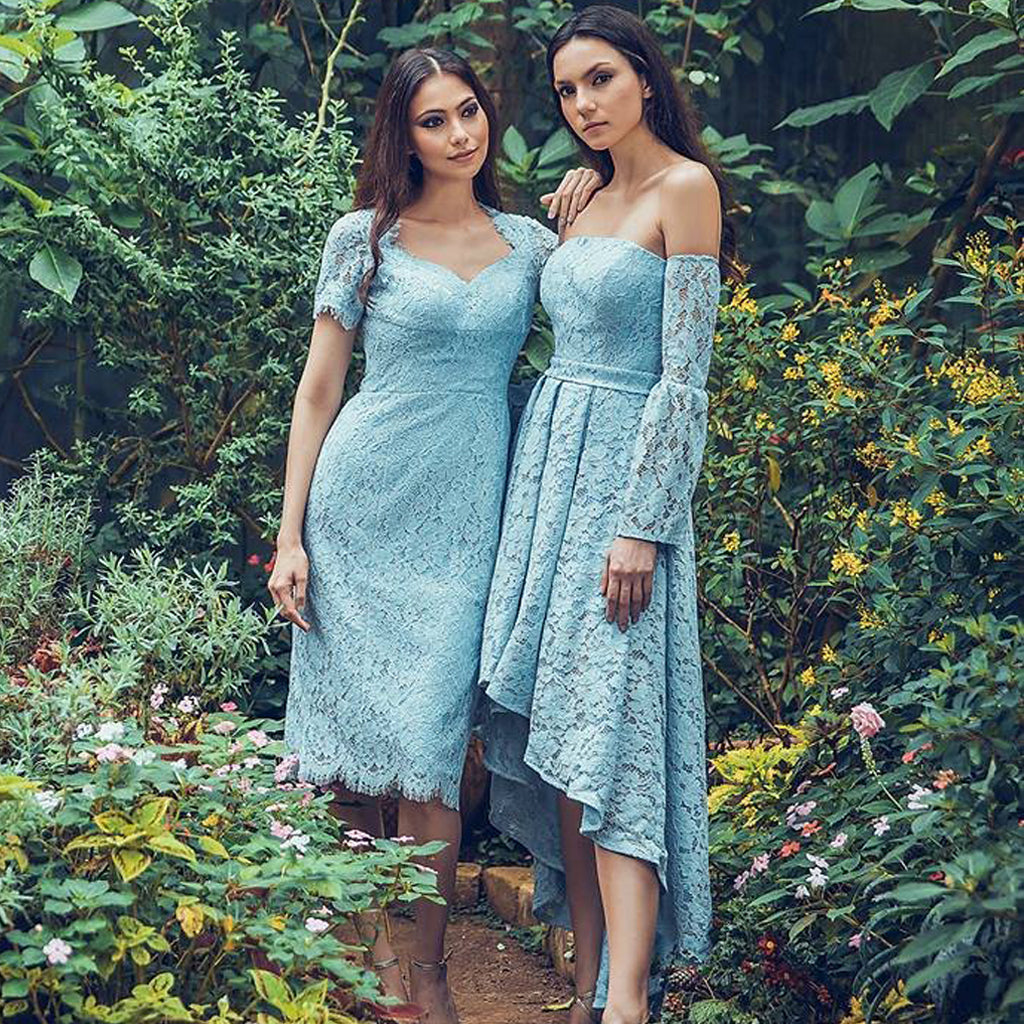 Blue Mismatched Bridesmaid Dress, Lace Bridesmaid Dress, D404 Dairy Bridal Blue Mismatched Bridesmaid Dress, Lace Bridesmaid Dress, D404 Dairy Bridal