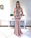 Charming Two Pieces Beaded Prom Dress, Satin Mermaid Prom Dress, D414