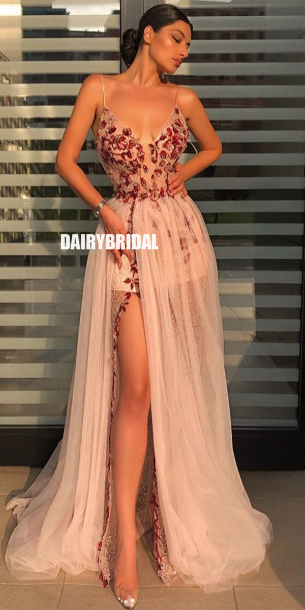 sexy a line dresses A Line White Sexy Evening Dress Ankle Length Prom Dresses fg7567