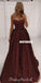 Charming Spaghetti Straps A-line Lace Sweetheart Prom Dresses, FC4237