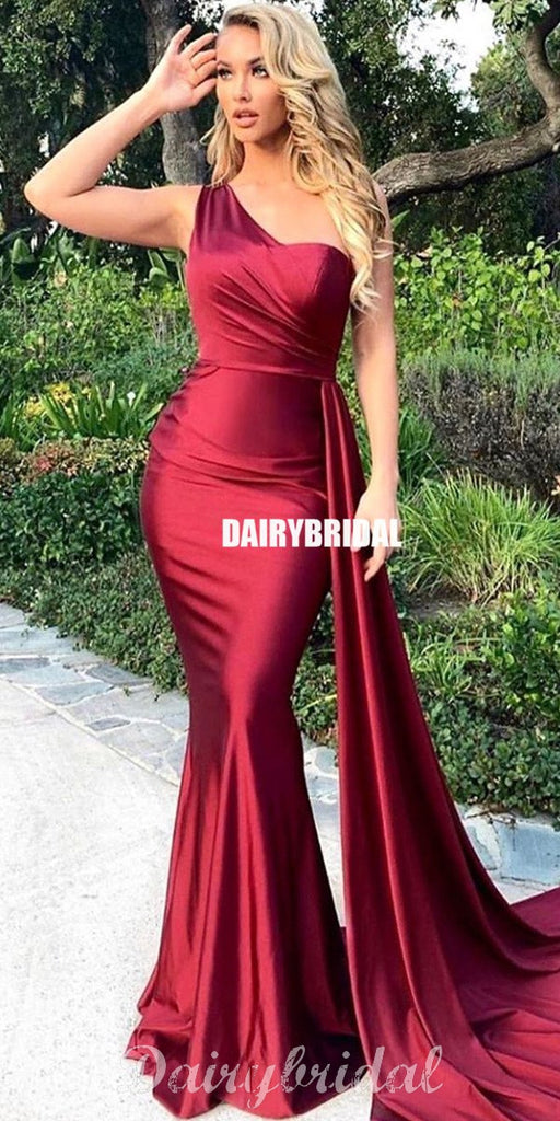 Sexy Mermaid Backless One Shoulder Prom Dresses, FC4299