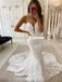 Gorgeous Mermaid Lace Spaghetti Straps Backless Applique Wedding Dresses, FC4312