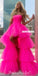 Stunning A-line Tulle High-low Backless Straight Neckline Prom Dresses, FC4360