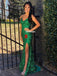 Sparkle Mermaid Sleeveless Charming Sequin Slit Prom Dresses, FC4367
