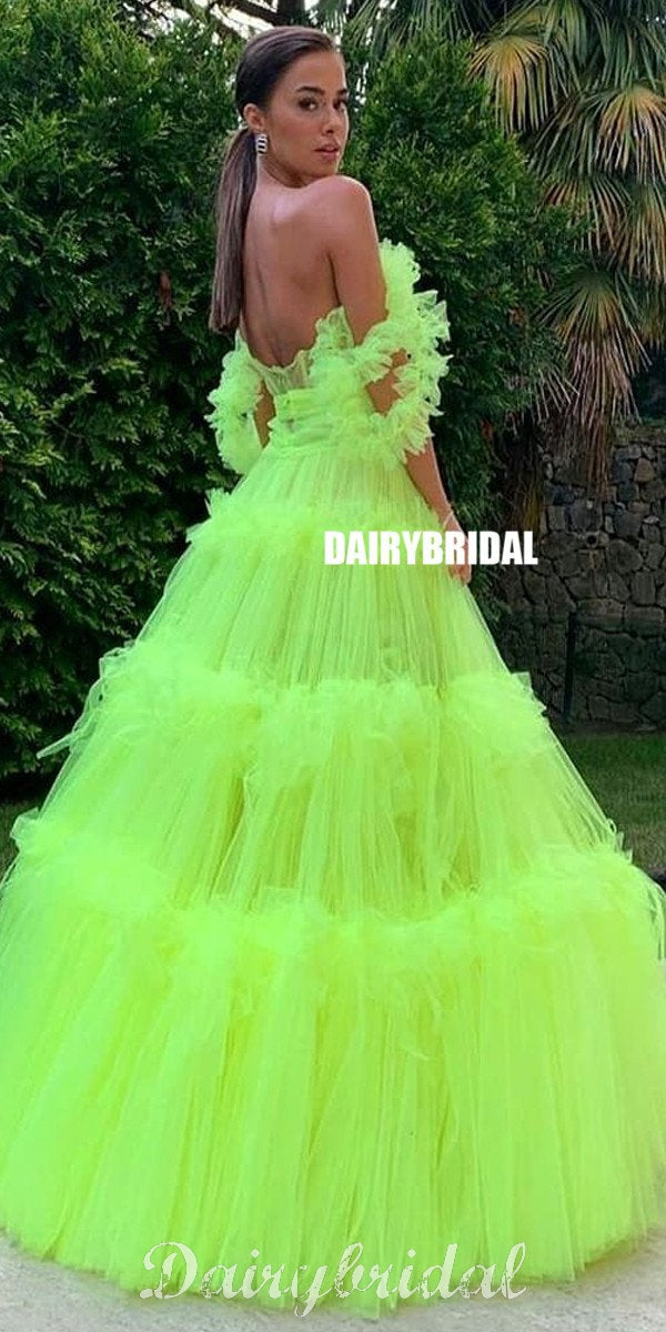 puffy lime green prom dress Free Shipping Stunning Mermaid Fluorescent Green Sequins Prom Dresses with Slit VK22041301 Vickidress